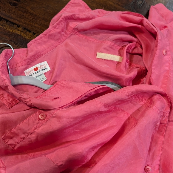 Vintage Neon Pink 100% Silk Shirt Size Large - Picture 8 of 8